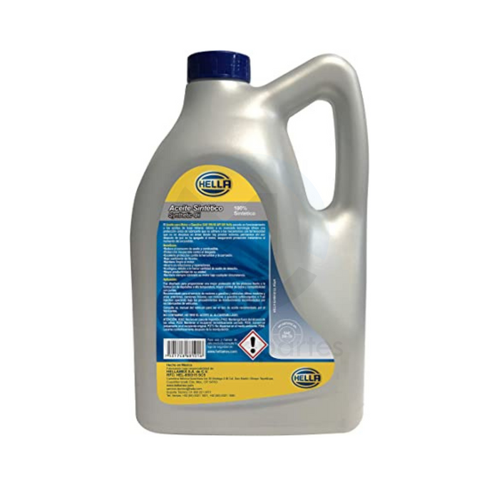 Aceite Sintético 5W50, marca Hella, Garrafa de 5 Litros.