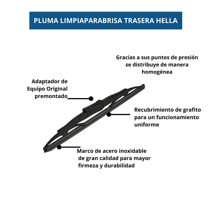 Kit de 3 Plumas Limpiaparabrisas: Delanteras 22, 16 y Trasera de 10 Pulgadas