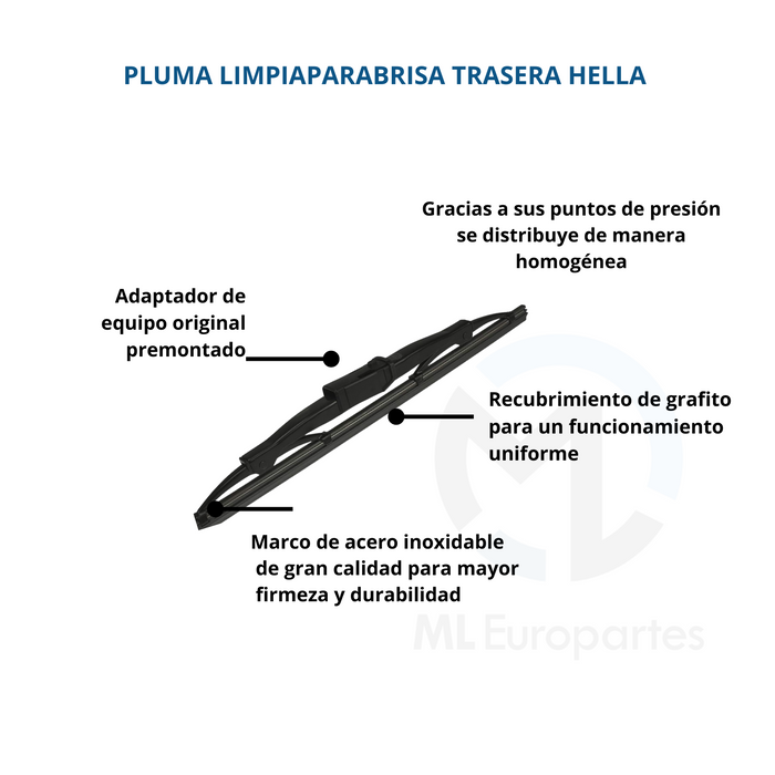 Pluma Limpiaparabrisa Trasera de 10 Pulgadas, marca Hella