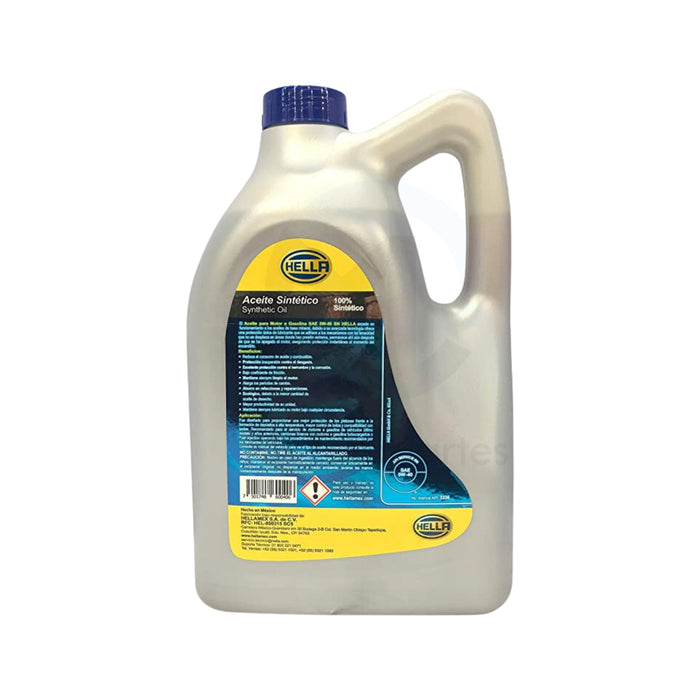 Aceite Sintético 5W40, marca Hella, Garrafa de 5 Litros.