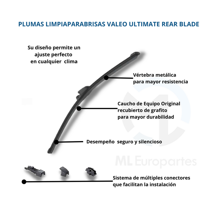 Pluma Limpiaparabrisa Trasera de 11 Pulgadas, marca VALEO